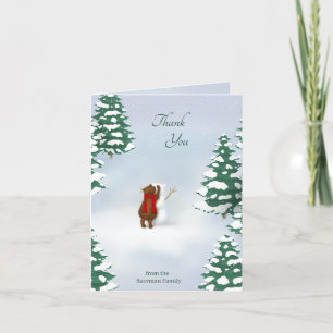 Tarjeta De Agradecimiento Woodland personalizado del oso de nieve