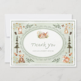 Tarjeta De Agradecimiento Woodland Sage Green Baby Shower Thank you Card