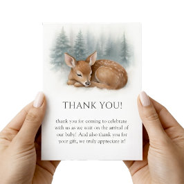 Tarjeta De Agradecimiento Woodland Sleeping Baby Deer Winter Baby Shower