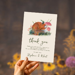 Tarjeta De Agradecimiento Woodland Sleepy Fox & Mushrooms Baby Shower