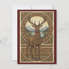 Tarjeta De Agradecimiento Woodland Stag Nordic Folk Art Flat Thank You