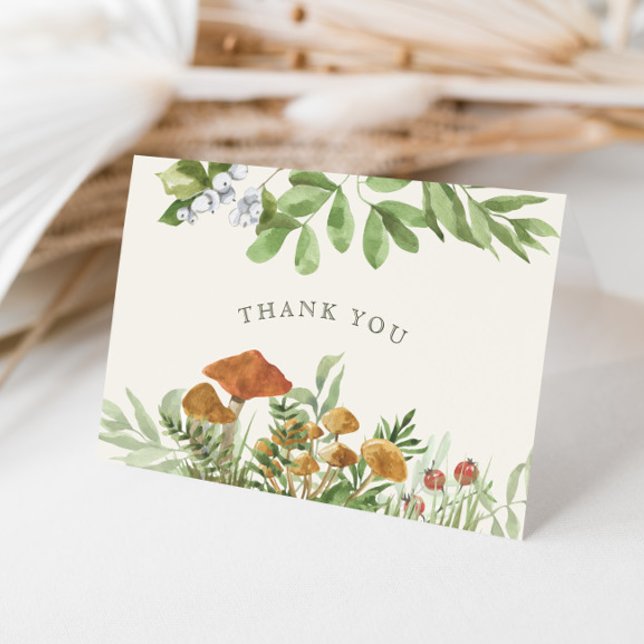 Tarjeta De Agradecimiento Woodland Toadstool Greenery Bridal Shower (Subido por el creador)