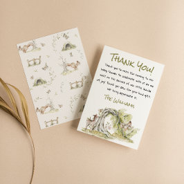 Tarjeta De Agradecimiento Woodland Wild Forest Deer Bunny Cute Baby Shower