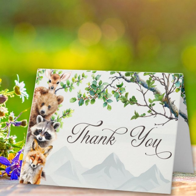 Tarjeta De Agradecimiento Woodland Wildlife Baby Shower Greeting  (Subido por el creador)