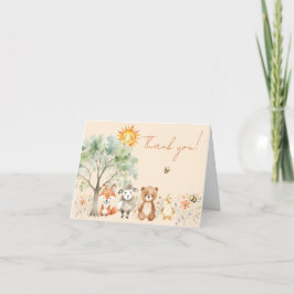Tarjeta De Agradecimiento Woodland Wildlife Baby Shower Pale Peach