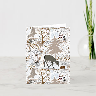 Tarjeta De Agradecimiento Woodland Wildlife Deer Fox Moose Saludo O Blanc