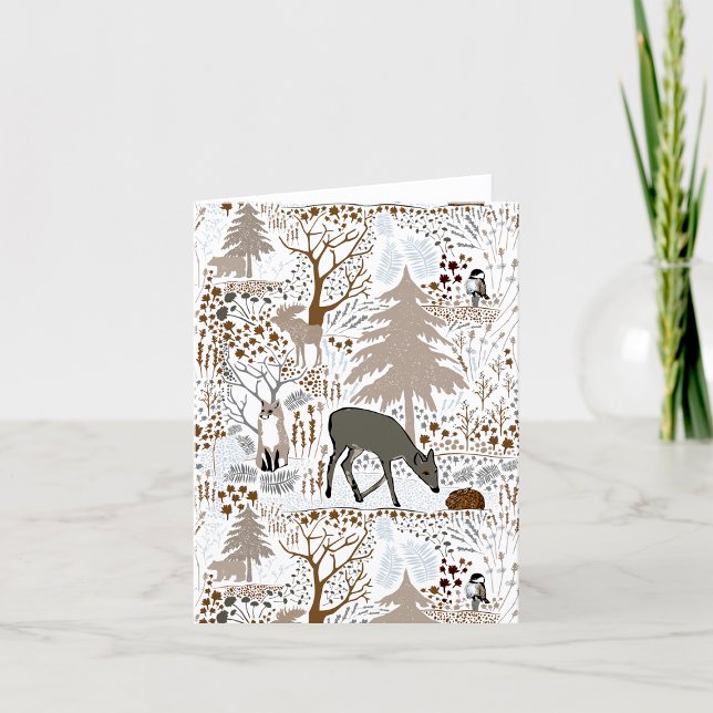 Tarjeta De Agradecimiento Woodland Wildlife Deer Fox Moose Saludo O Blanc (Woodland Wildlife Deer Fox Moose Greeting Or Blank Thank You Card by Jenn Steffen Art)