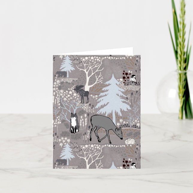Tarjeta De Agradecimiento Woodland Wildlife Deer Fox Moose Saludo O Blanc (Woodland Wildlife Deer Fox Moose Greeting Or Blank Thank You Card by Jenn Steffen Art.)