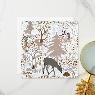 Tarjeta De Agradecimiento Woodland Wildlife Deer Fox Moose Saludo O Blanc