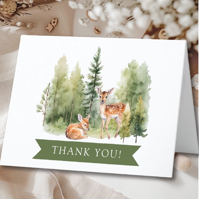 Tarjeta De Agradecimiento Woodland Wonder Deer Baby Shower Gracias (Subido por el creador)
