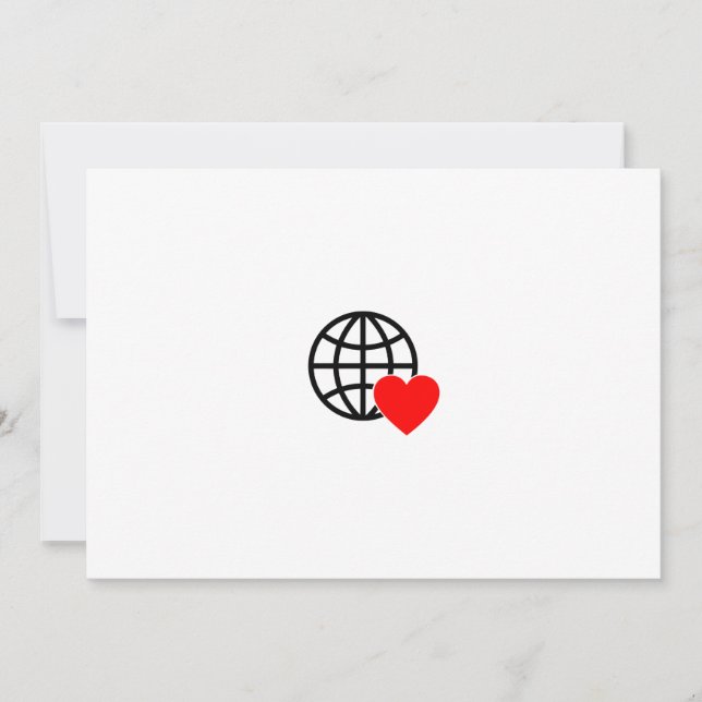 Tarjeta De Agradecimiento World Love Globe Icon | Heart Earth Summer Design (Anverso)
