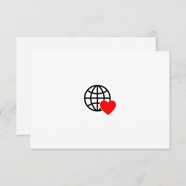 Tarjeta De Agradecimiento World Love Globe Icon | Heart Earth Summer Design (Anverso / Reverso)