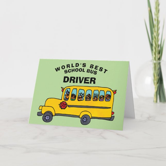 Tarjeta De Agradecimiento World's Best School Bus Driver Thank You (Anverso)