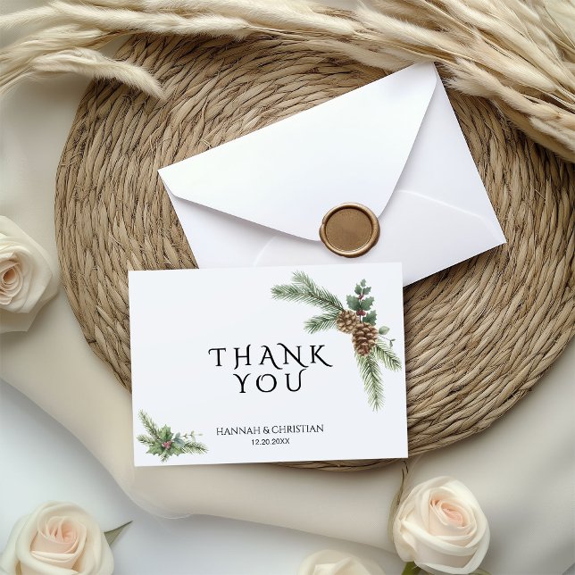 Tarjeta De Agradecimiento Wreath de Boda de Invierno con Ramas de Pelo (Subido por el creador)