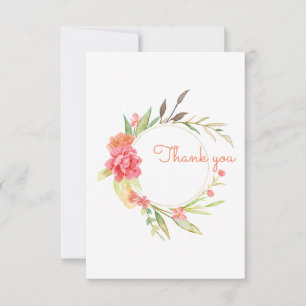 Tarjeta De Agradecimiento Wreath de Watercolor Garden