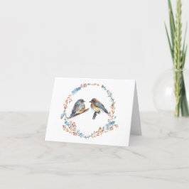 Tarjeta De Agradecimiento Wreath floral de Bluebirds oriental