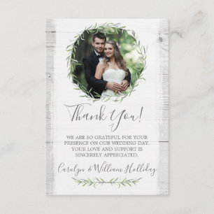 Tarjeta De Agradecimiento Wreath rústica y hoja botánica gracias