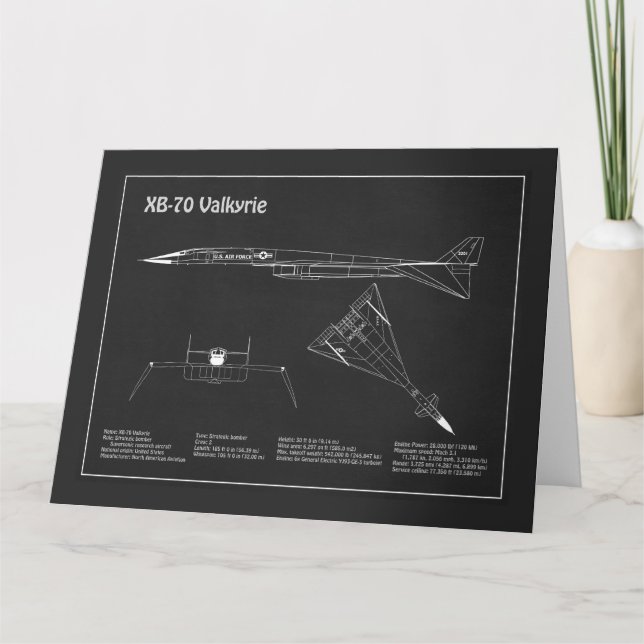 Tarjeta De Agradecimiento XB-70 Valkyrie - Planes Blueprint del avión PD (Anverso)