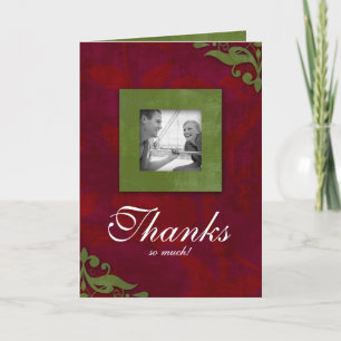Tarjeta de agradecimiento Xmas Rojo Verde Floral B