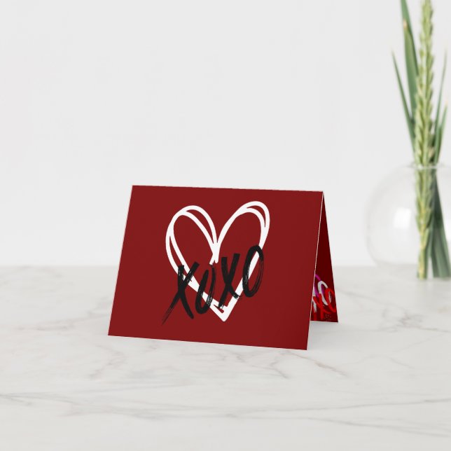 Tarjeta De Agradecimiento XOXO Doble Corazón (Anverso)