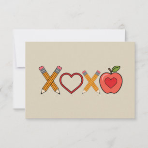 Tarjeta De Agradecimiento XOXO El día de San Valentín Lápiz Y Apple