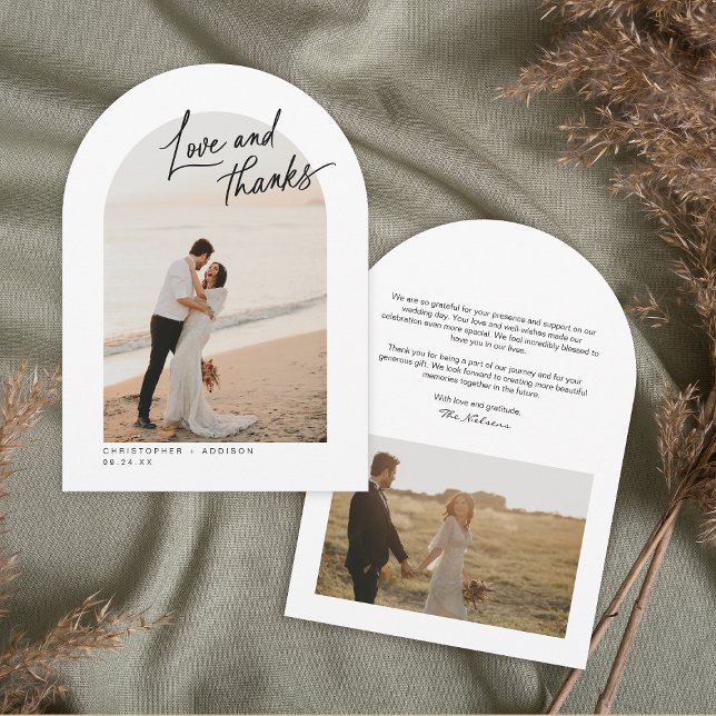 Tarjeta de agradecimiento y amor para el Boda de f (5" x 7" Front and Back )