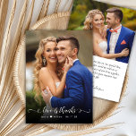 Tarjeta de agradecimiento y amor para el Boda de f<br><div class="desc">Boho Modern Moda Caligrafía Script Boda 2 Foto Tarjeta de agradecimiento. Elegante plantilla de boda de agradecimiento con una foto vertical completa en la parte delantera con el texto "Amor y Gracias" en una tipografía con letras a mano rápida y caprichosa tipo de letra cruz cruzada con un superpuesto blanco...</div>