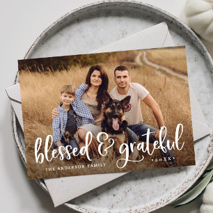 Tarjeta de agradecimiento y bendición para la foto