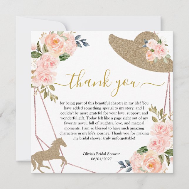 Tarjeta De Agradecimiento ¡Y están fuera al Altar! Bridal Shower (Anverso)