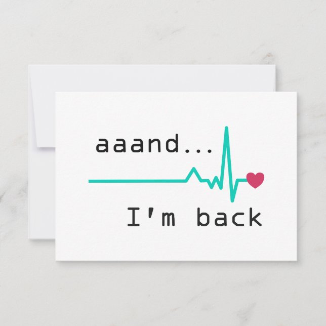 Tarjeta De Agradecimiento Y estoy de vuelta, auto de negocios para sobrevivi (Anverso)