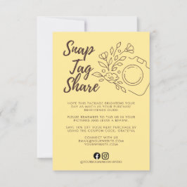 Tarjeta De Agradecimiento Yelllow Snap Tag Share Business Thank You Card
