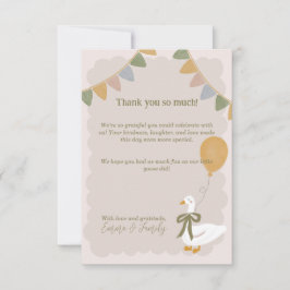 Tarjeta De Agradecimiento Yellow Gingham Silly Goose con el cumpleaños en gl