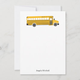 Tarjeta De Agradecimiento Yellow School Bus Personal Stationery Flat Cards