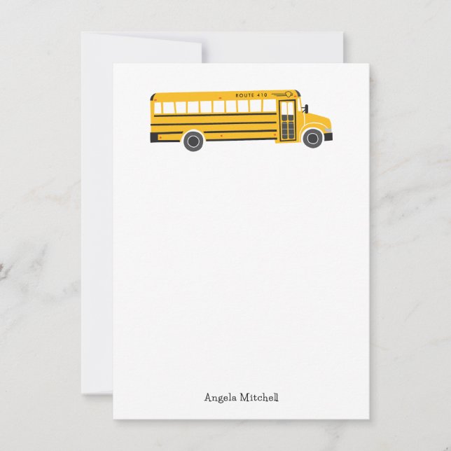Tarjeta De Agradecimiento Yellow School Bus Personal Stationery Flat Cards (Anverso)