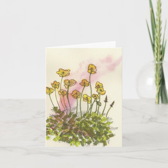 Tarjeta De Agradecimiento Yellow Wild Poppy Greeting Card (Anverso)