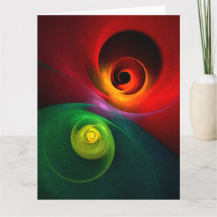 Tarjeta De Agradecimiento Yin Verde Rojo Yang Patrón de arte abstracto moder