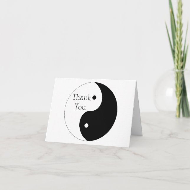 Tarjeta De Agradecimiento Yin Yang Black And White Boda Gracias (Anverso)