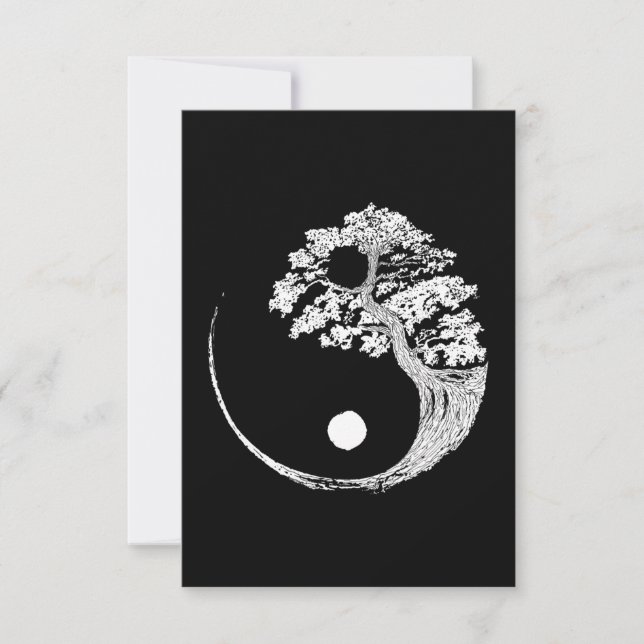 Tarjeta De Agradecimiento Yin Yang Bonsai Árbol Budista Japonés Zen (Anverso)