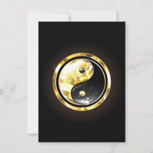 Tarjeta De Agradecimiento Yin Yang dorado en negro