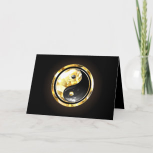 Tarjeta De Agradecimiento Yin Yang dorado en negro