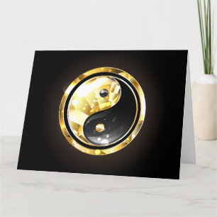 Tarjeta De Agradecimiento Yin Yang dorado en negro