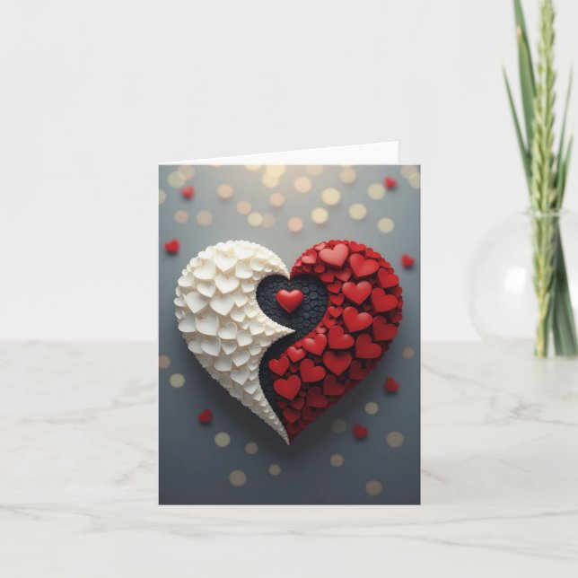 Tarjeta De Agradecimiento Yin-yang Heart Love Romantic Card (Anverso)