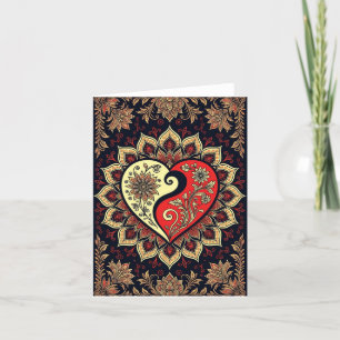 Tarjeta De Agradecimiento Yin-yang Heart Mandala Love Romantic Card