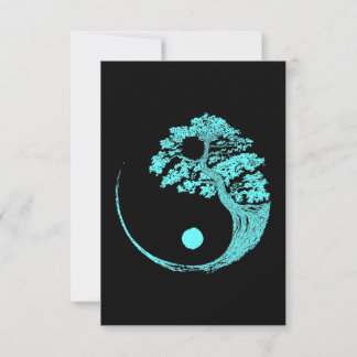 Tarjeta De Agradecimiento Yin Yang Turquoise Blue Bonsai Tree Japonés