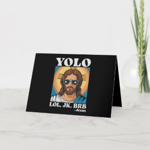 Tarjeta De Agradecimiento YOLO LOL JK BRB Jesús Divertida Pascua