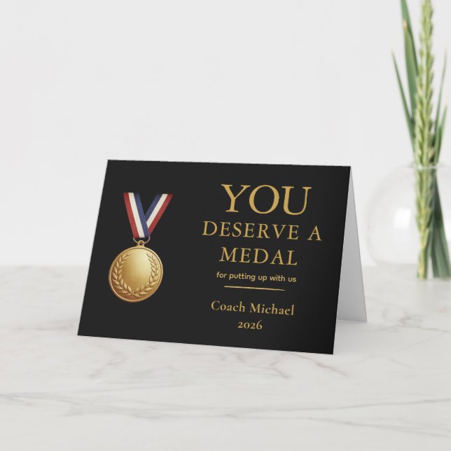 Tarjeta De Agradecimiento You Deserve a Medal Funny Coach Gift (Anverso)