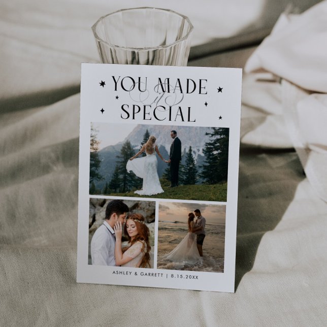 Tarjeta De Agradecimiento You Made It Special Wedding Photo White (Subido por el creador)
