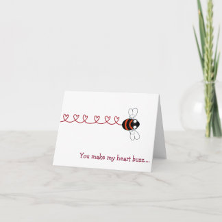 Tarjeta De Agradecimiento You Make My Heart Buzz Bee Valentine Card