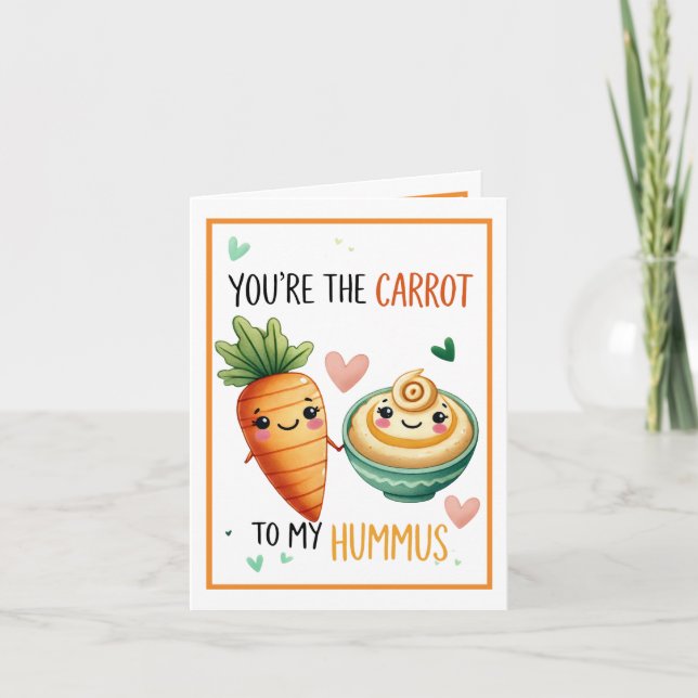 Tarjeta De Agradecimiento Zanahoria y Hummus Kawaii Lindos (Anverso)