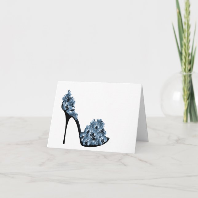 Tarjeta De Agradecimiento Zapato de flor azul (Anverso)